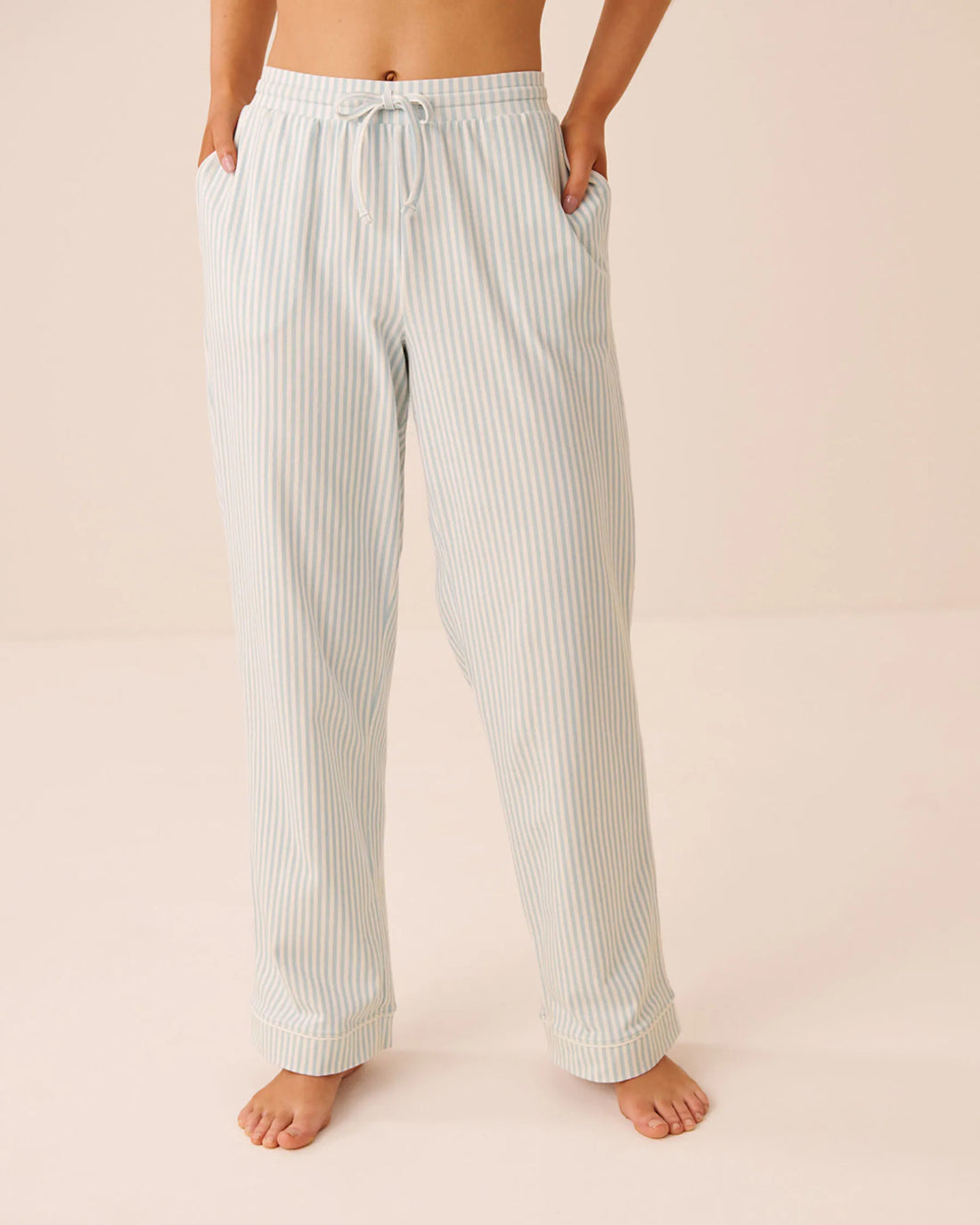La Vie en Rose Sterling Blue Stripe Women Cotton Pajama Pants SKU: 40200872_P40615 Image 01