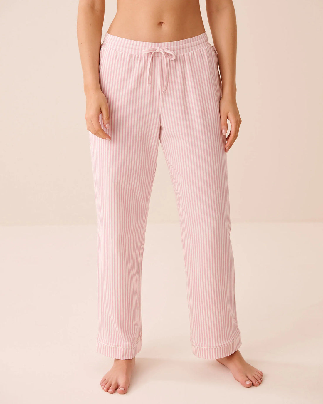 La Vie en Rose Pink Nectar Pinstripe Women Cotton Pajama Pants SKU: 40200872_P50112 Image 01