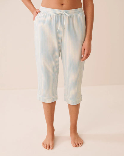 La Vie en Rose Sterling Blue Stripe Women Cotton Pajama Capris SKU: 40200873_P40615 Image 01