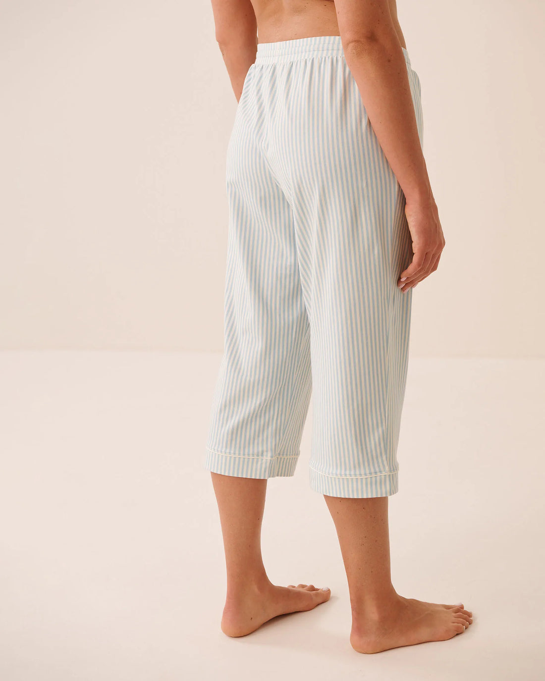 La Vie en Rose Sterling Blue Stripe Women Cotton Pajama Capris SKU: 40200873_P40615 Image 02