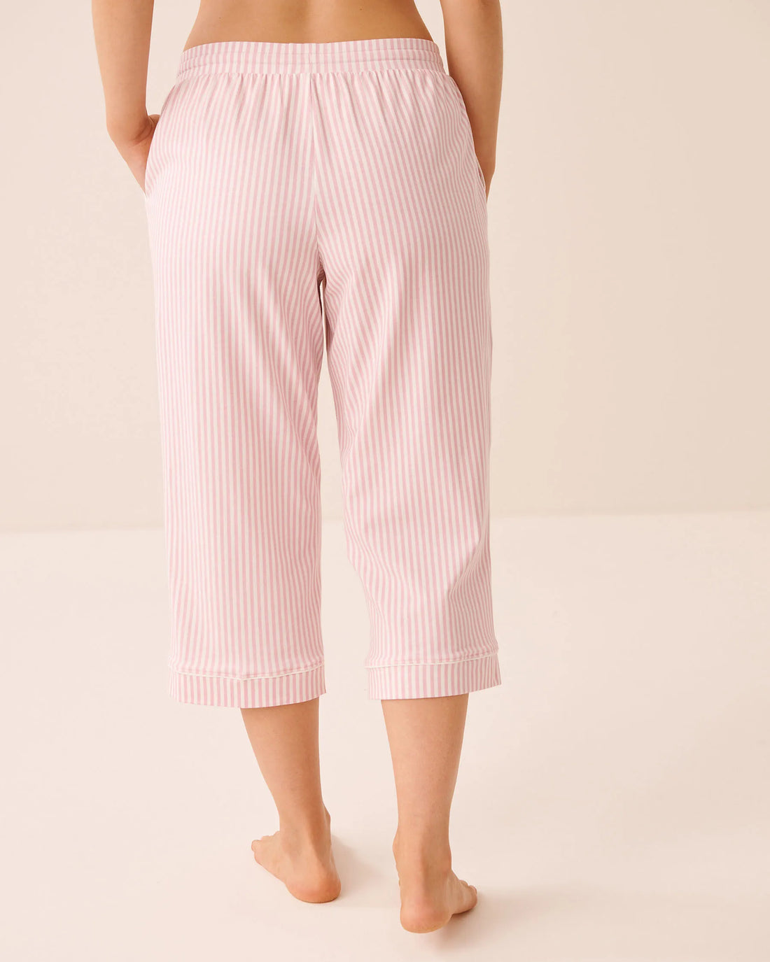 La Vie en Rose Pink Nectar Pinstripe Women Cotton Pajama Capris SKU: 40200873_P50112 Image 02