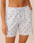 La Vie en Rose Subdued Blue Gingham Floral Women Gingham Floral Print Cotton Pyjama Bermuda Shorts SKU: 40200876_P40620 Image 01