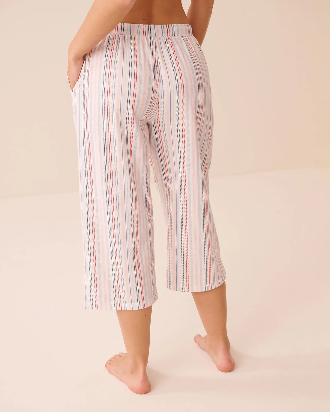 La Vie en Rose Multi Hached Stripe Women Tomato Print Cotton Pyjama Capris SKU: 40200877_P10642 Image 02