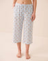 La Vie en Rose Subdued Blue Gingham Floral Women Tomato Print Cotton Pyjama Capris SKU: 40200877_P40620 Image 01