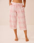 La Vie en Rose Crystal Rose Brush Plaid Women Tomato Print Cotton Pyjama Capris SKU: 40200877_P60517 Image 01