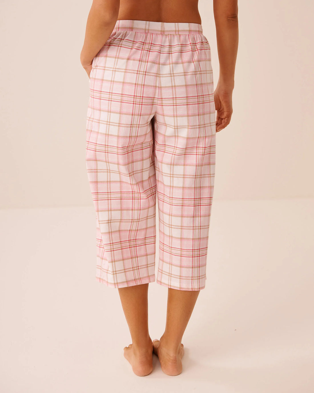 La Vie en Rose Crystal Rose Brush Plaid Women Tomato Print Cotton Pyjama Capris SKU: 40200877_P60517 Image 02
