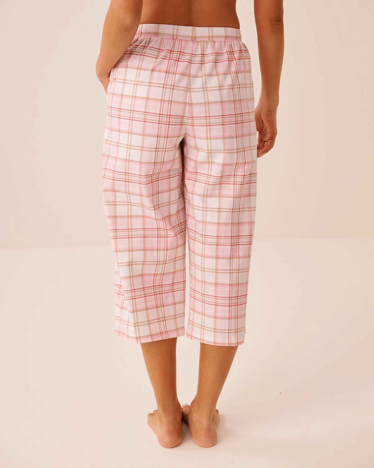 La Vie en Rose Crystal Rose Brush Plaid Women Tomato Print Cotton Pyjama Capris SKU: 40200877_P60517 Image 02