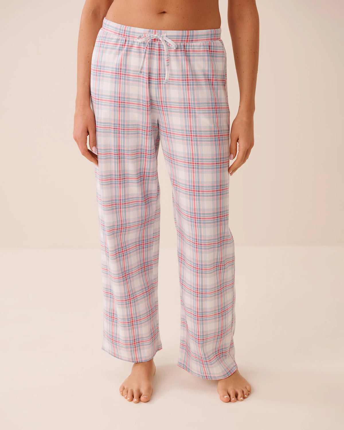La Vie en Rose Subdued Blue Plaid Women Tomato Print Cotton Pyjama Pants SKU: 40200878_P40619 Image 01
