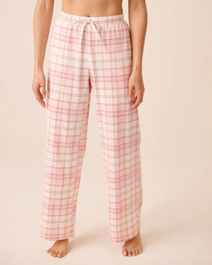 La Vie en Rose Crystal Rose Brush Plaid Women Tomato Print Cotton Pyjama Pants SKU: 40200878_P60517 Image 01