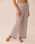 La Vie en Rose Black Plum Stripe Women Striped Lace-Trim Soft Knit Pajama Pants SKU: 40200882_P50120 Image 01