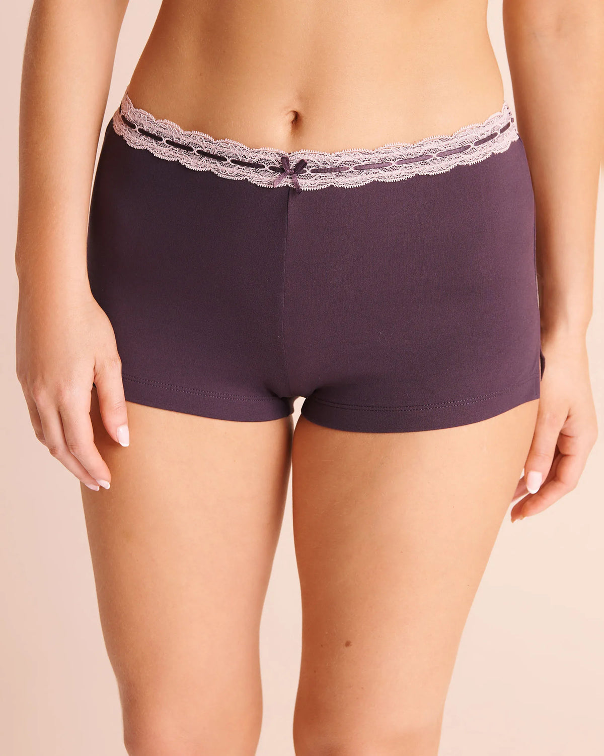 La Vie en Rose Plum Perfect Women Lace-Trim Super Soft Pajama Shorts SKU: 40200888_50103 Image 01