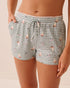 La Vie en Rose Green Milieu Gingham Chickens Women Chicken Gingham Print Super Soft Pajama Shorts SKU: 40200890_P30168 Image 01