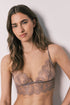 Women Secret Light Brown Women Brown Floral Lace Bralette Bra SKU: 4023382_32 Image 01