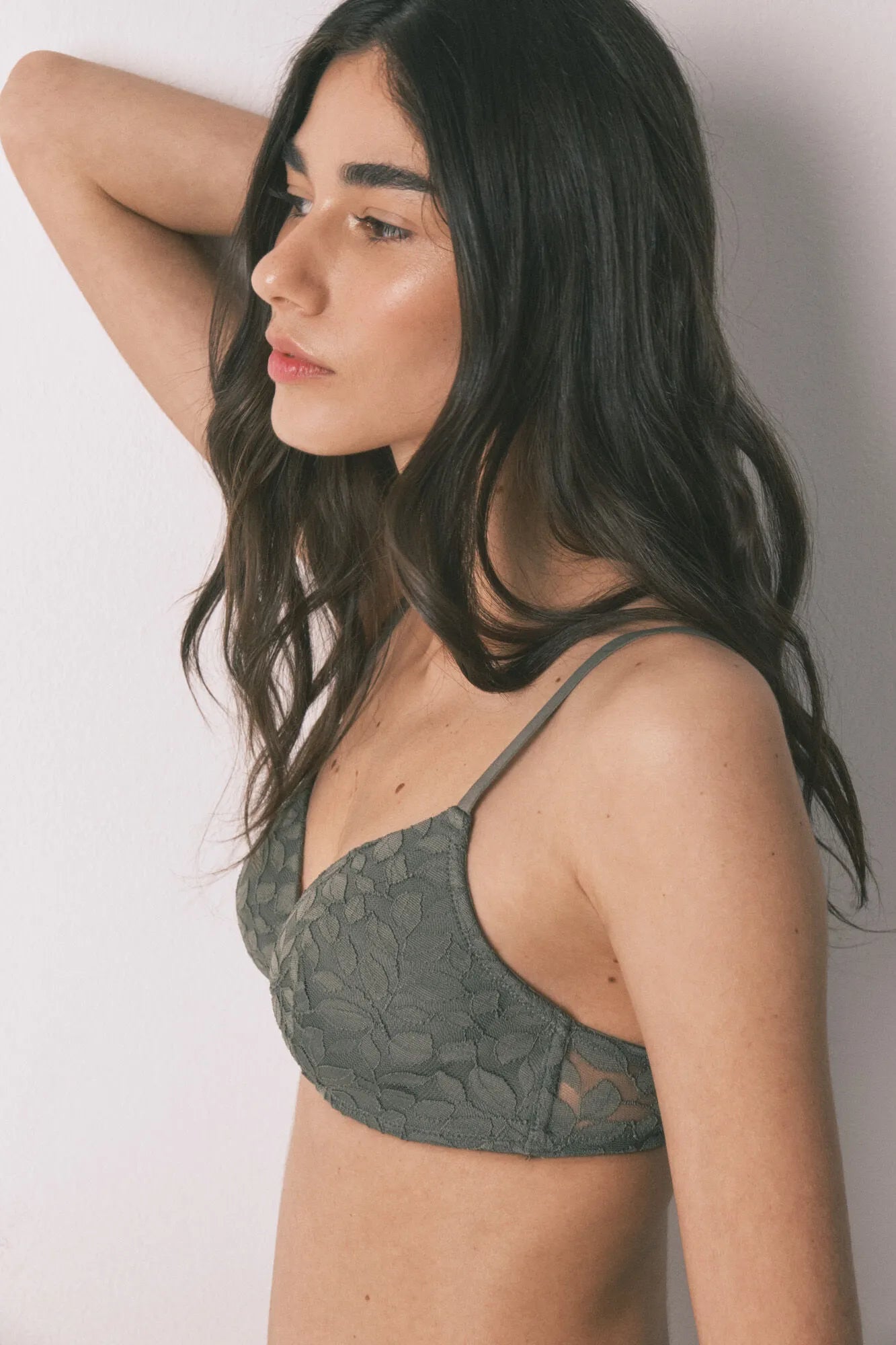 Women Secret_Dark Khaki_Khaki Lace CHARMING Padded Triangle Bra in Different Cup Sizes_4023843_91_01