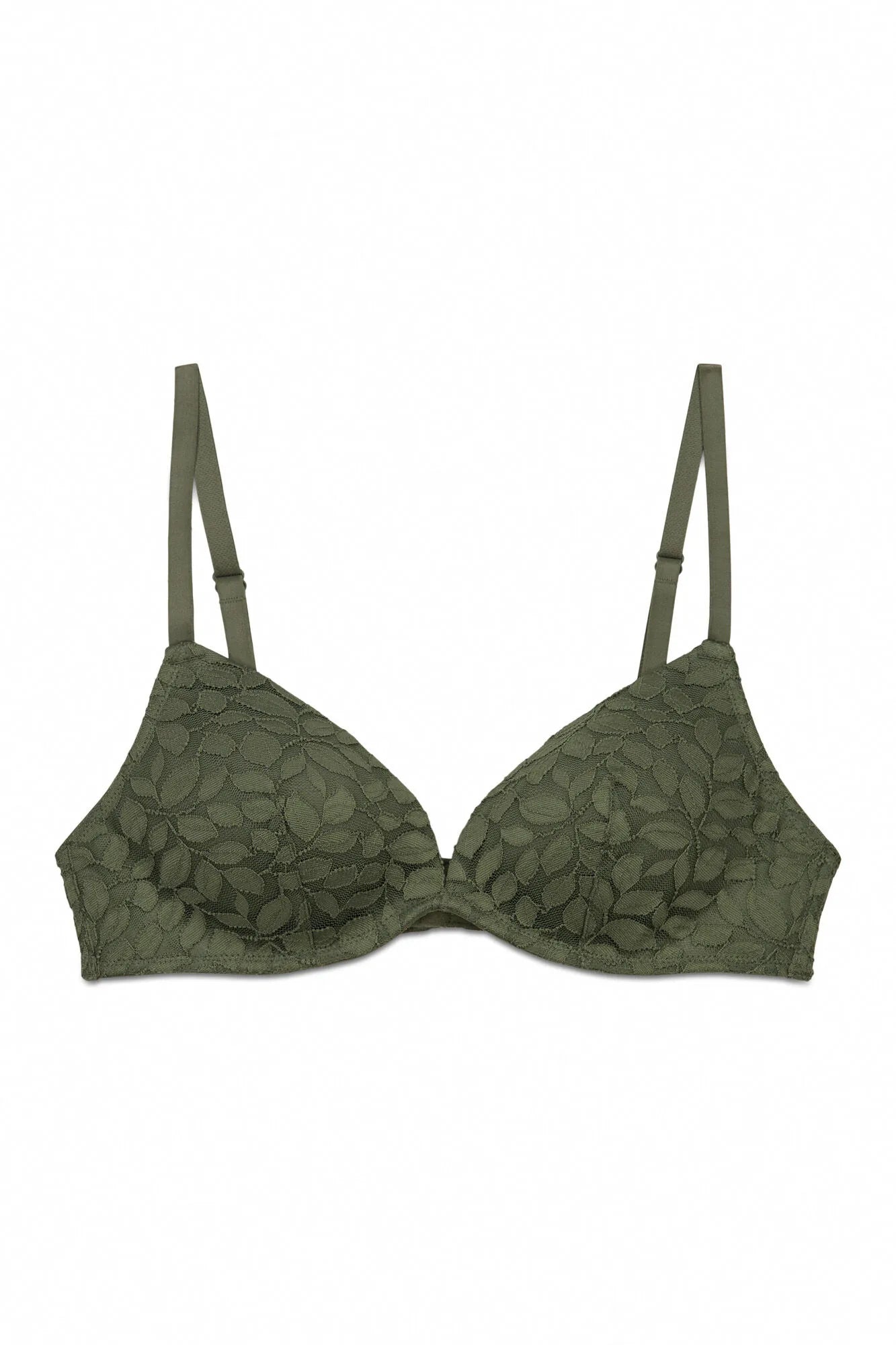 Women Secret_Dark Khaki_Khaki Lace CHARMING Padded Triangle Bra in Different Cup Sizes_4023843_91_07