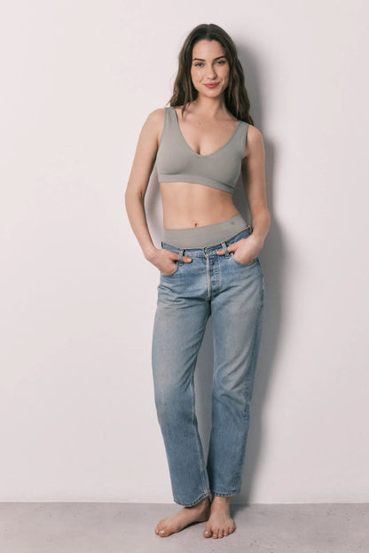 Women Secret Light Khaki Women Khaki Plain Clean Cut Halterneck Top SKU: 4023898_93 Image 03