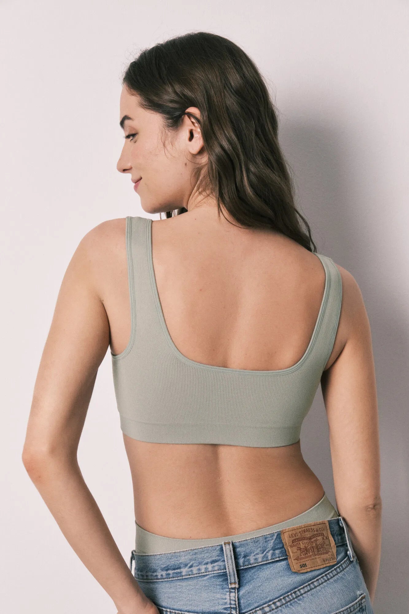 Women Secret Light Khaki Women Khaki Plain Clean Cut Halterneck Top SKU: 4023898_93 Image 06