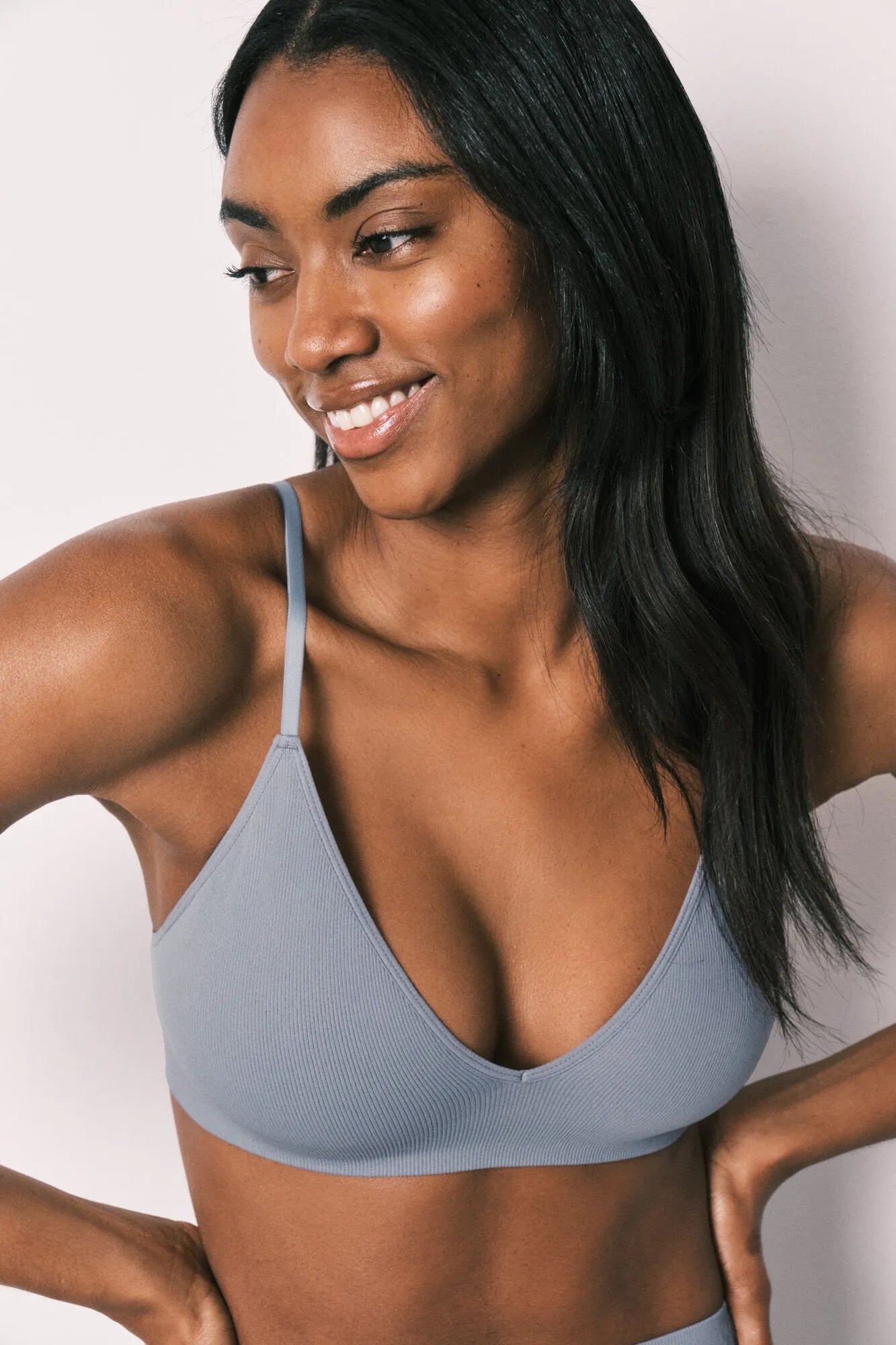 Women Secret Light Blue Women Blue Plain Seamless Triangle Top SKU: 4023900_18 Image 01