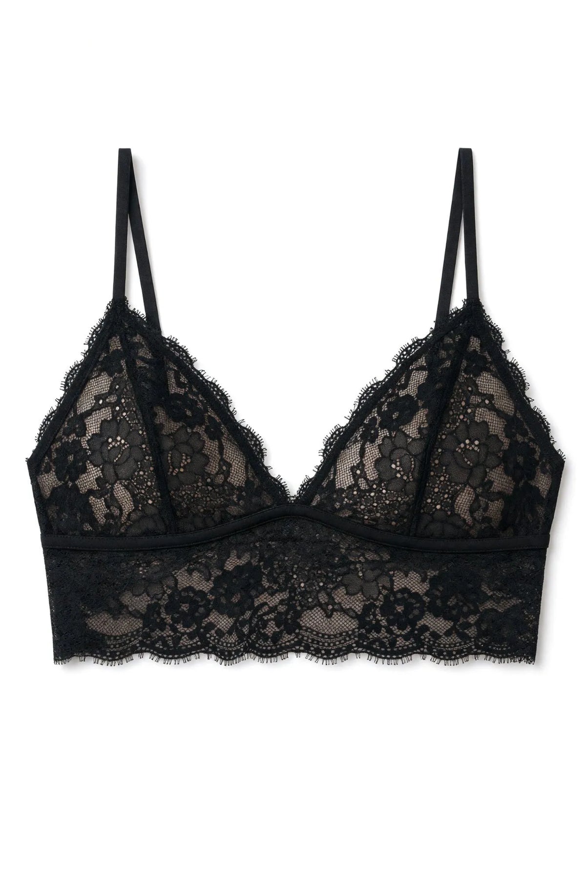Women Secret Black Women Black Lace Triangle Bralette Bra SKU: 4024222_01 Image 05