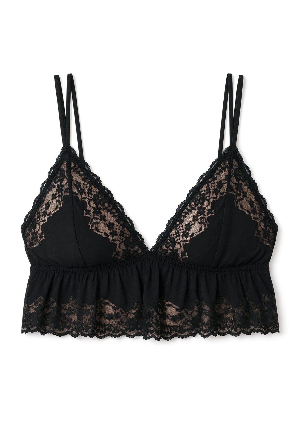 Women Secret Black Women Black Lace Triangle Bralette Bra SKU: 4024223_01 Image 06
