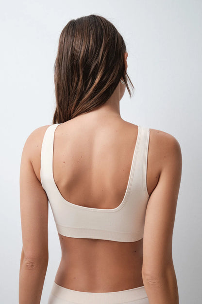Women Secret Orange Women Nude Microfibre Halterneck Top Bra SKU: 4024362_67 Image 04