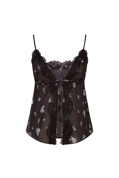 Women Secret Black Women Black Floral Embroidered Babydoll Camisole SKU: 4024366_01 Image 06