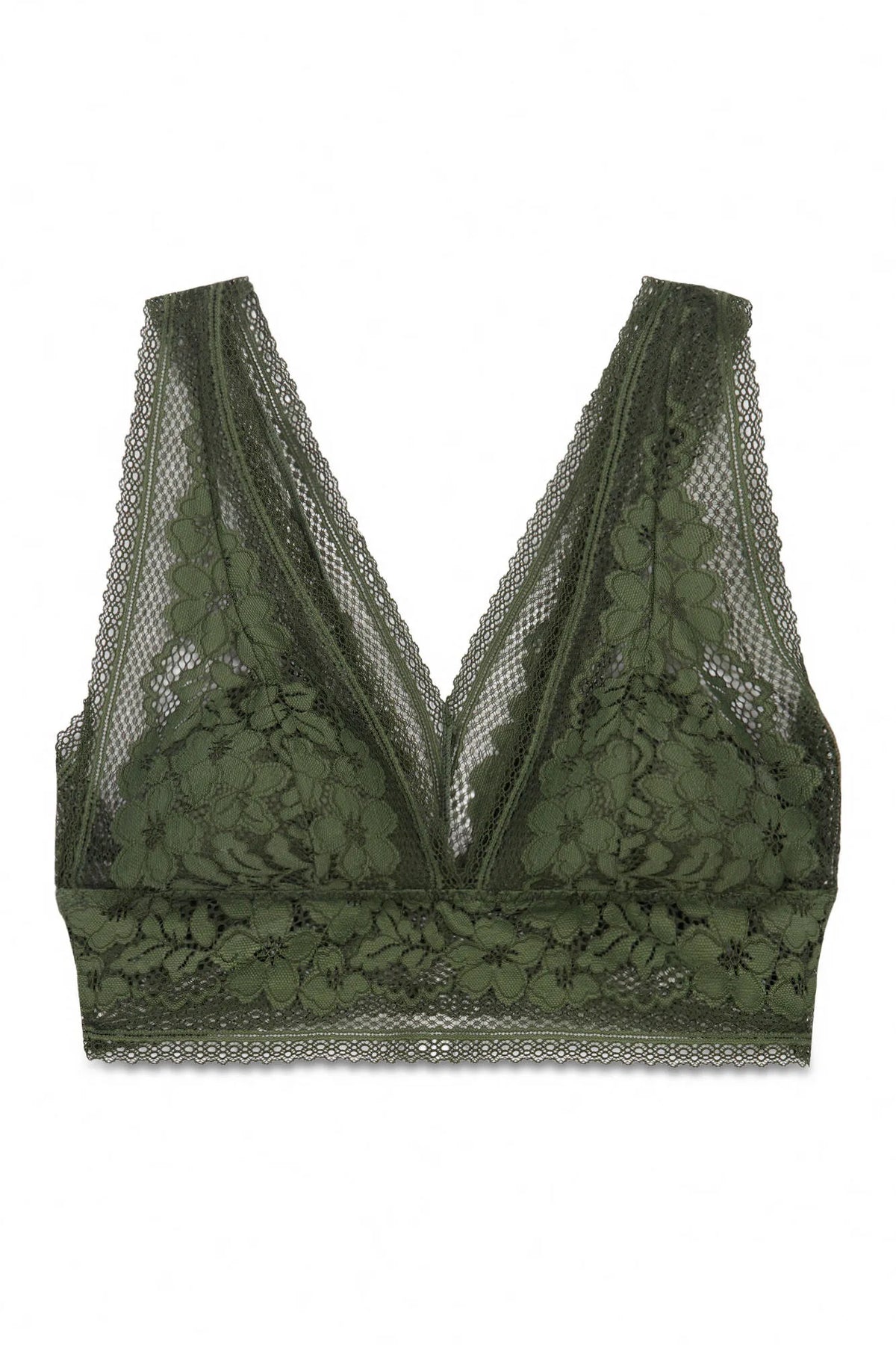 Women Secret Dark Khaki Women Green Lace Triangle Bralette SKU: 4024390_91 Image 05