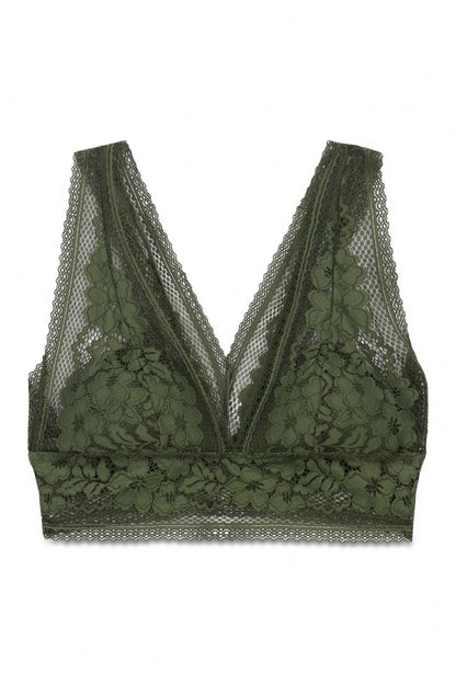 Women Secret Dark Khaki Women Green Lace Triangle Bralette SKU: 4024390_91 Image 05