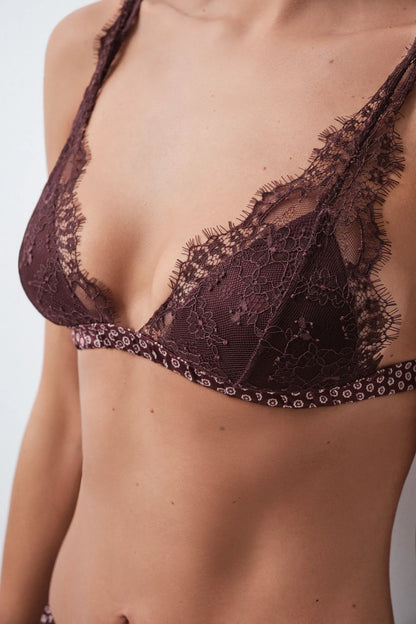Women Secret Wine Women Burgundy Lace Padded Halterneck Bra SKU: 4024394_68 Image 02
