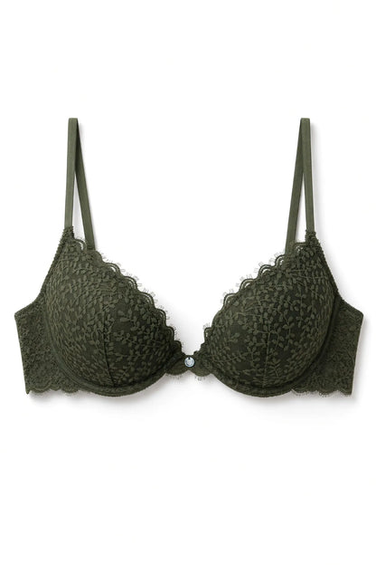 Women Secret Dark Khaki Women Green Lace Push Up Bra GORGEOUS in Different Cup Sizes SKU: 4024398_91 Image 05