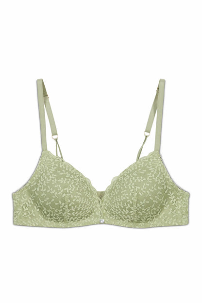 Women Secret Light Khaki Women CHARMING Khaki Lace Padded Triangle Bra SKU: 4024408_93 Image 05