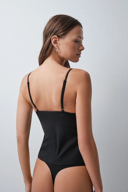 Women Secret Black Women Black Fixed Cup Vest Top SKU: 4024423_01 Image 04