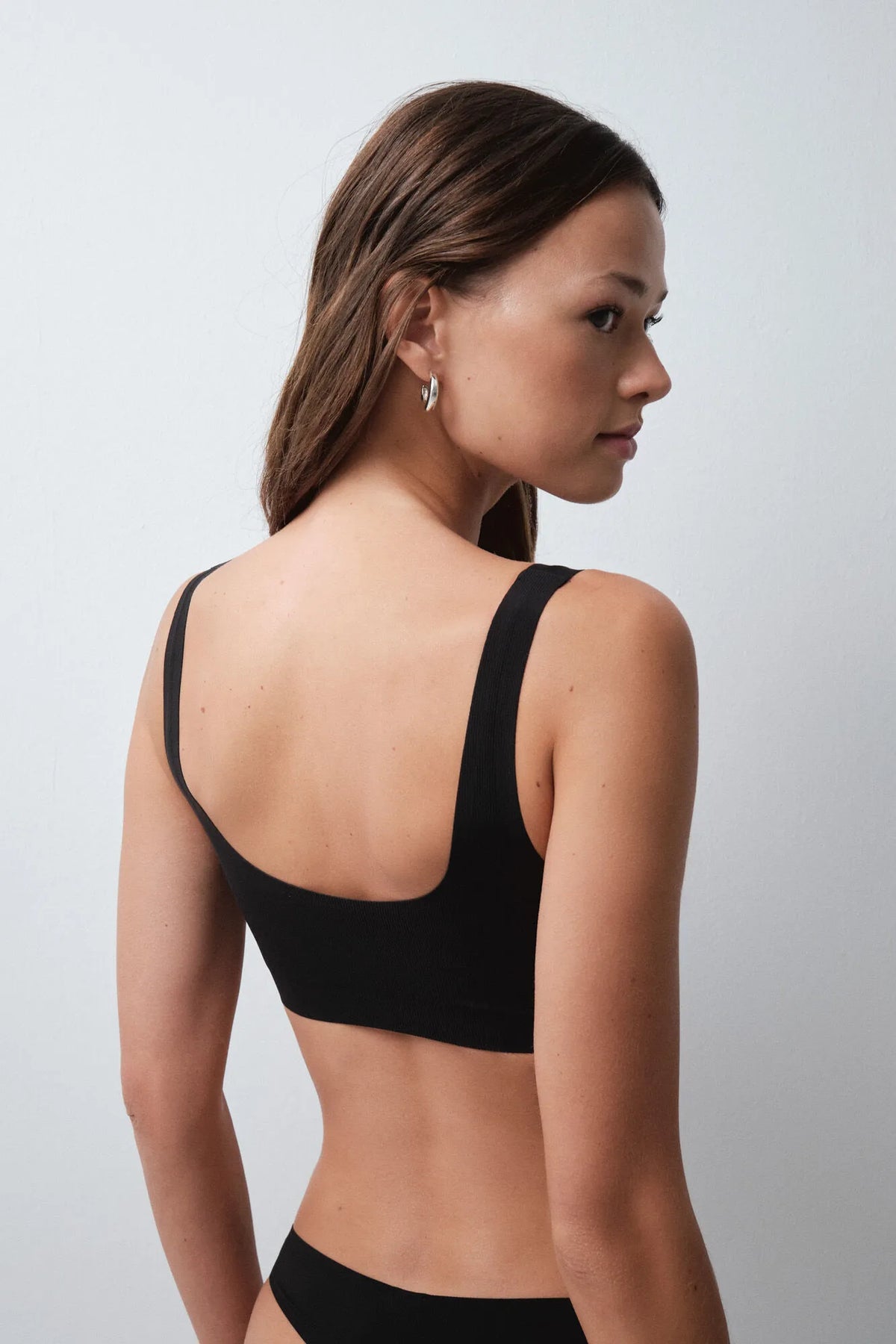 Women Secret Black Women Black Ribbed Microfibre Foam Top Bra SKU: 4024429_01 Image 03