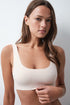 Women Secret Orange Women Nude Ribbed Microfibre Foam Top Bra SKU: 4024430_67 Image 01