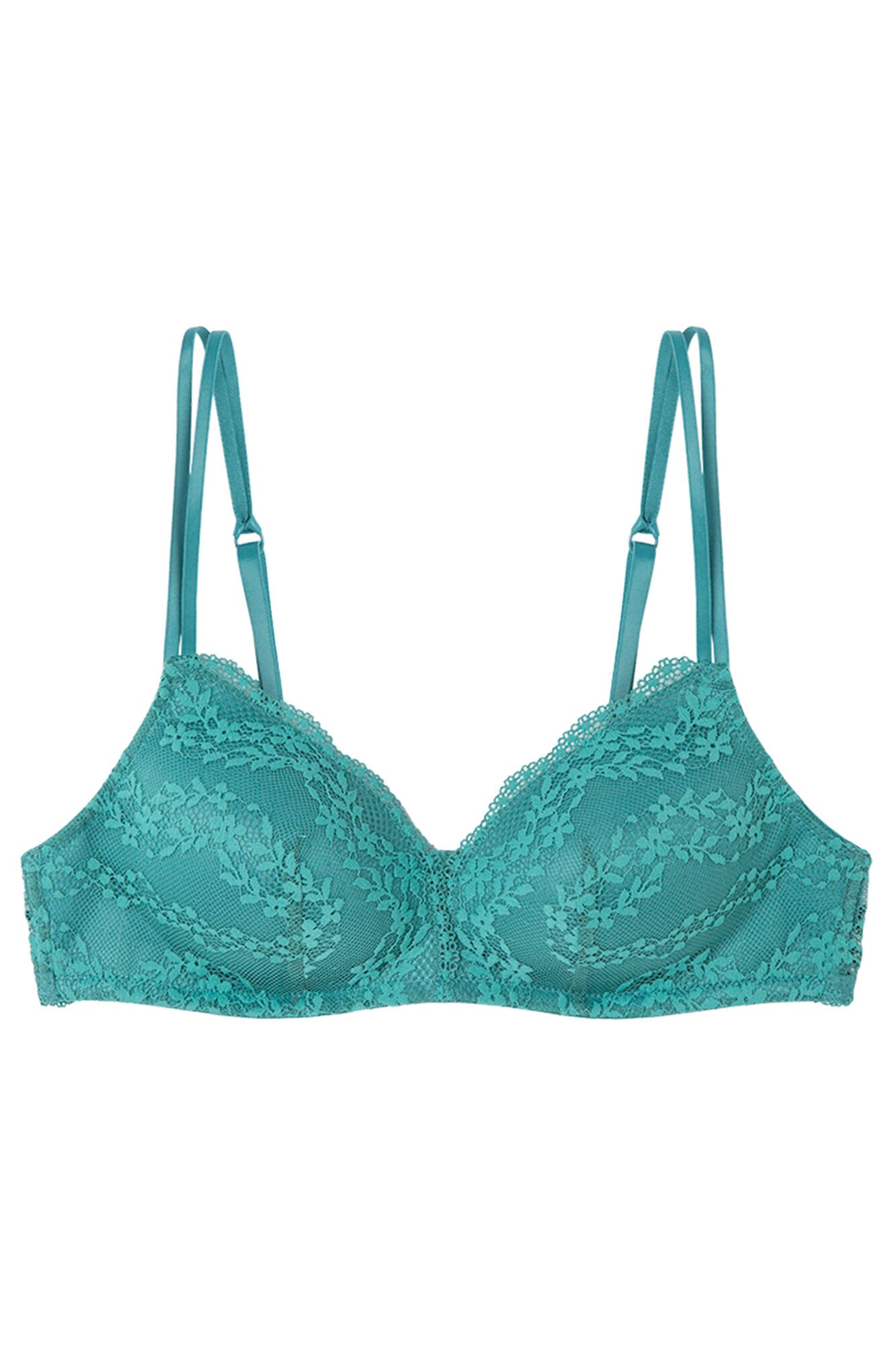 Women Secret_CHARMING Green Padding Lace Triangle Bra in Defferent Cup Sizes_4029229_22_07