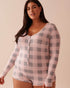 Pink Plaid Super Soft Long Sleeve Romper_40300050_P60297_01