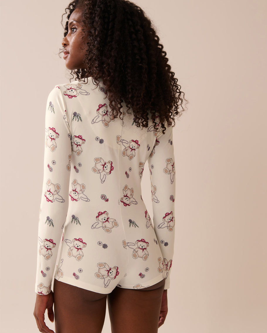 La Vie en Rose_Snow White Cowbear_Cowboy Teddy Bear Print Super Soft Long Sleeve Romper_40300058_P10513_06