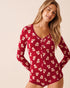 La Vie en Rose_Savvy Red Teddy Bear_Teddy Bear Print Super Soft Long Sleeve Romper_40300064_P60429_01