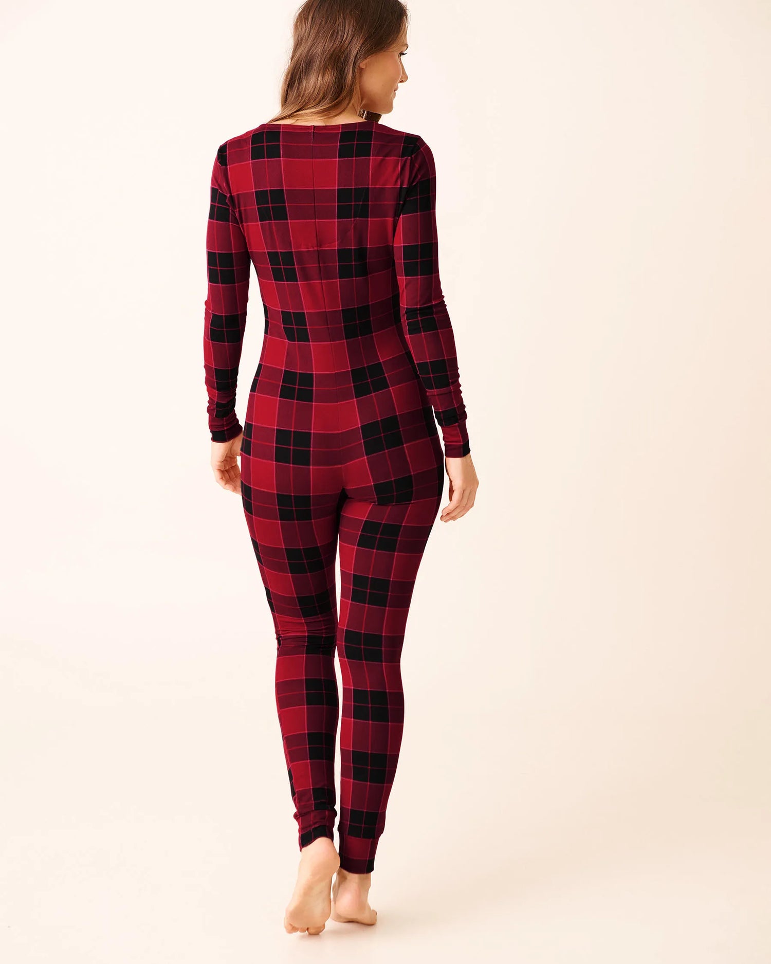 La Vie en Rose_Savvy Red Buffalo Plaid_Buffalo Plaid Super Soft Long Sleeve Jumpsuit_40300066_P60428_03