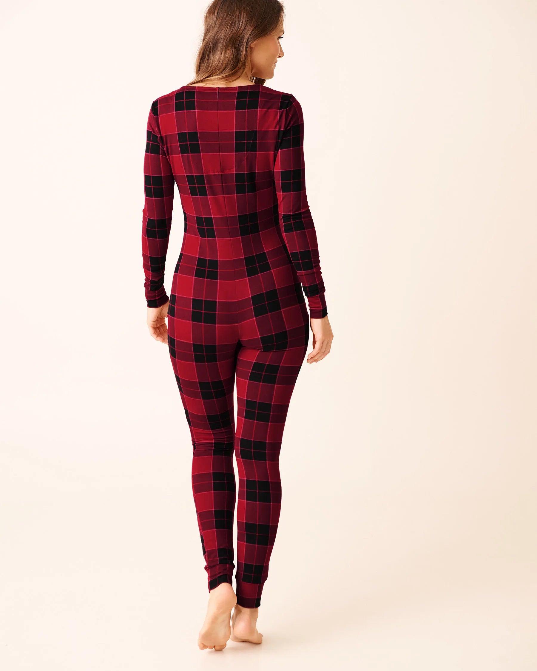 La Vie en Rose_Savvy Red Buffalo Plaid_Buffalo Plaid Super Soft Long Sleeve Jumpsuit_40300066_P60428_03