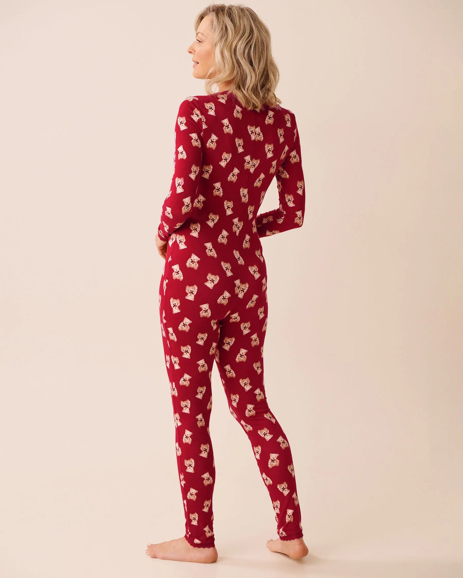 La Vie en Rose_Savvy Red Teddy Bear_Teddy Bear Print Super Soft Long Sleeve Jumpsuit_40300066_P60429_02