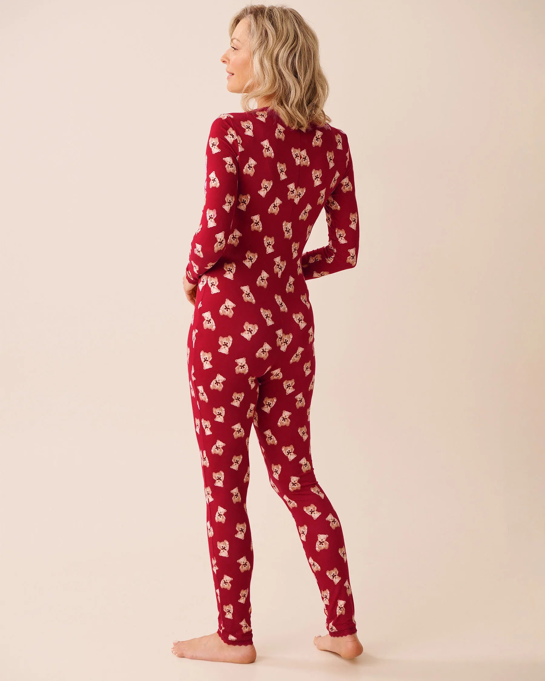 La Vie en Rose_Savvy Red Teddy Bear_Teddy Bear Print Super Soft Long Sleeve Jumpsuit_40300066_P60429_02