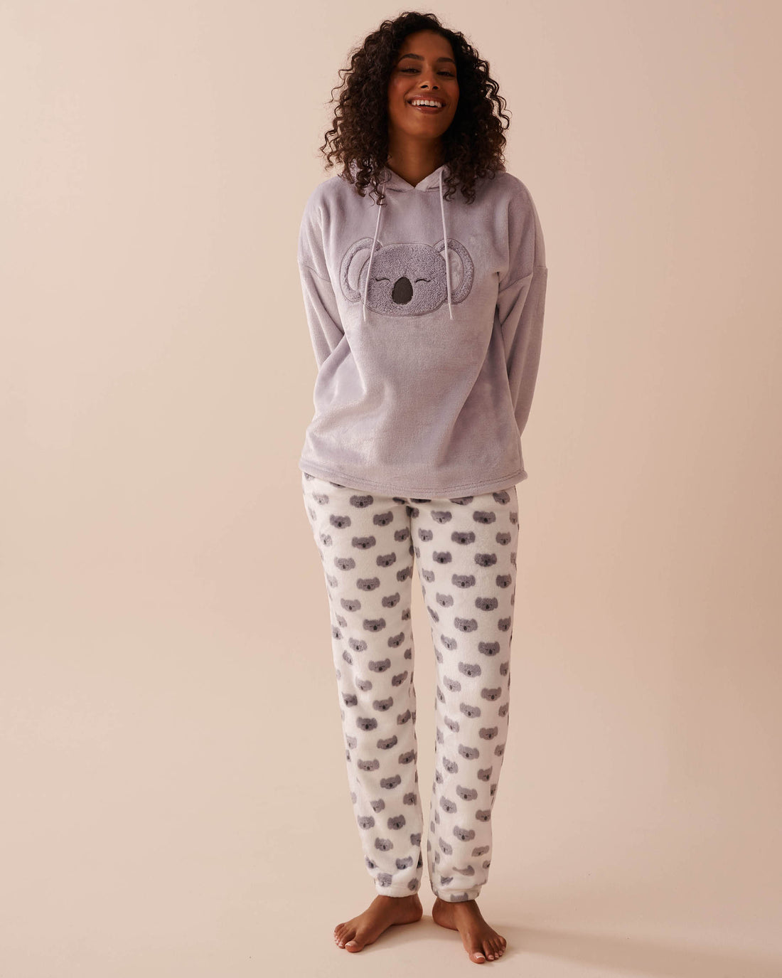 Koala Print Soft Plush Pajama Set_40400070_P10422_01