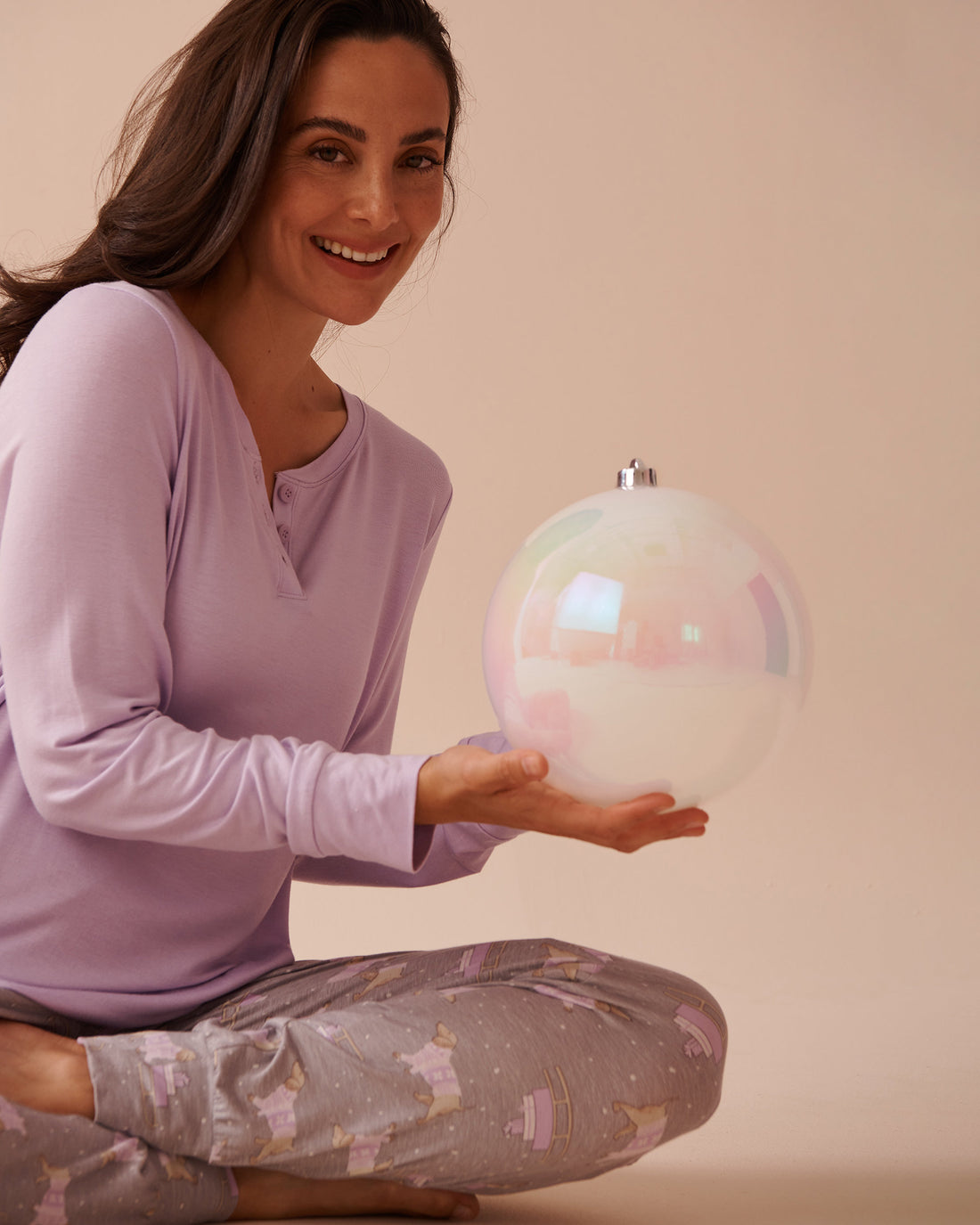 Teddy Bear Print Long Sleeve PJ Set_40400071_P00385_01