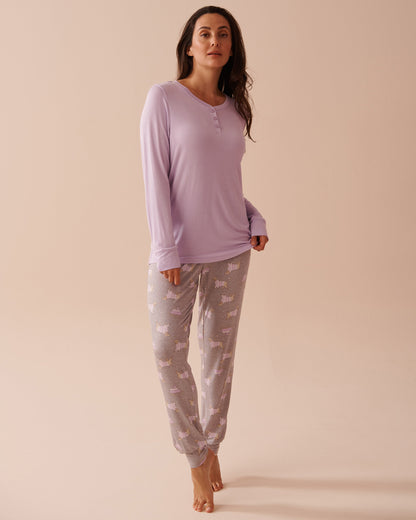 Teddy Bear Print Long Sleeve PJ Set_40400071_P00385_03