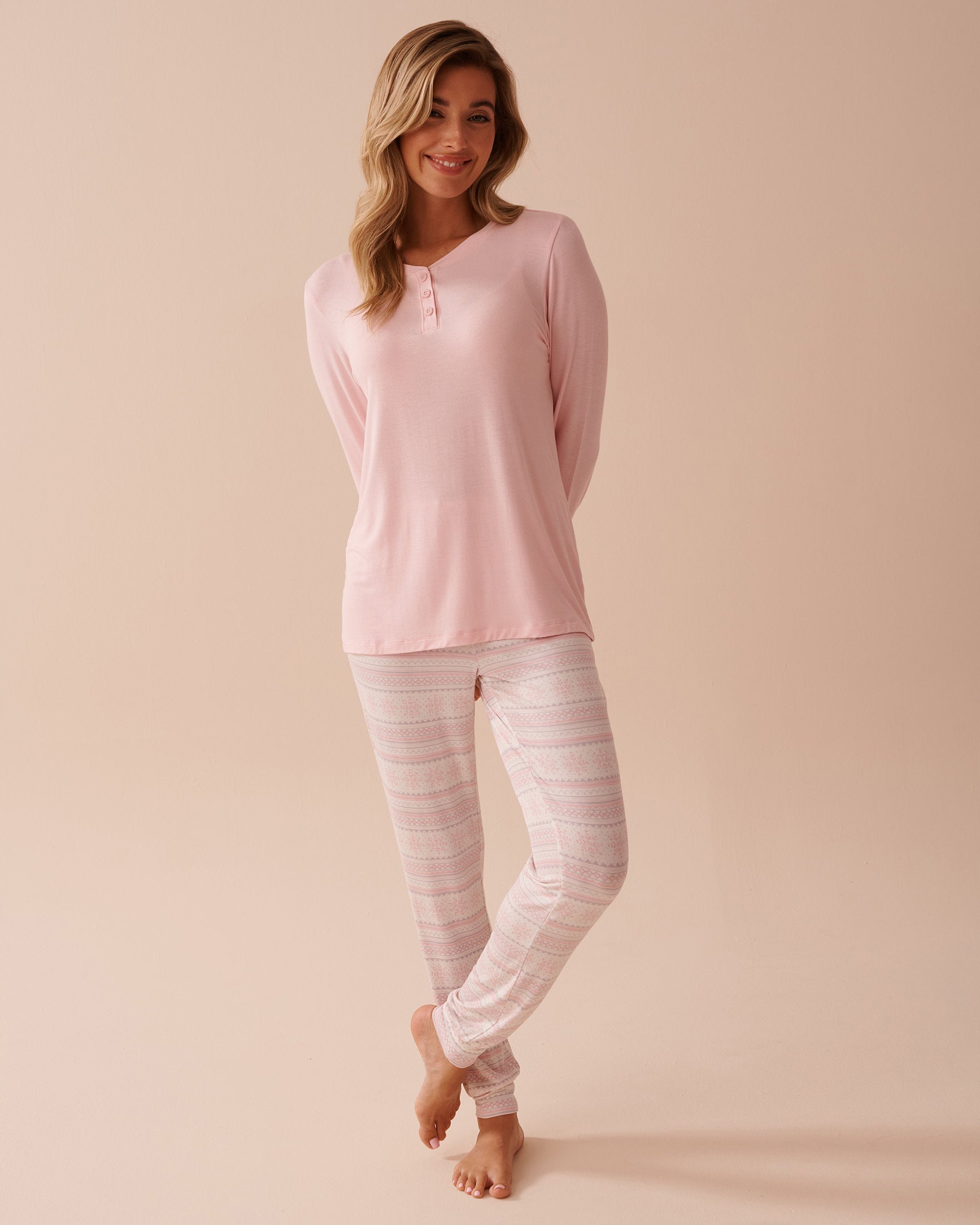 Teddy Bear Print Long Sleeve PJ Set_40400071_P60287_01