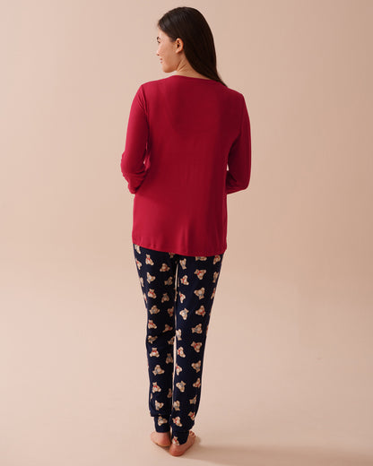 Teddy Bear Print Long Sleeve PJ Set_40400071_p40380_02