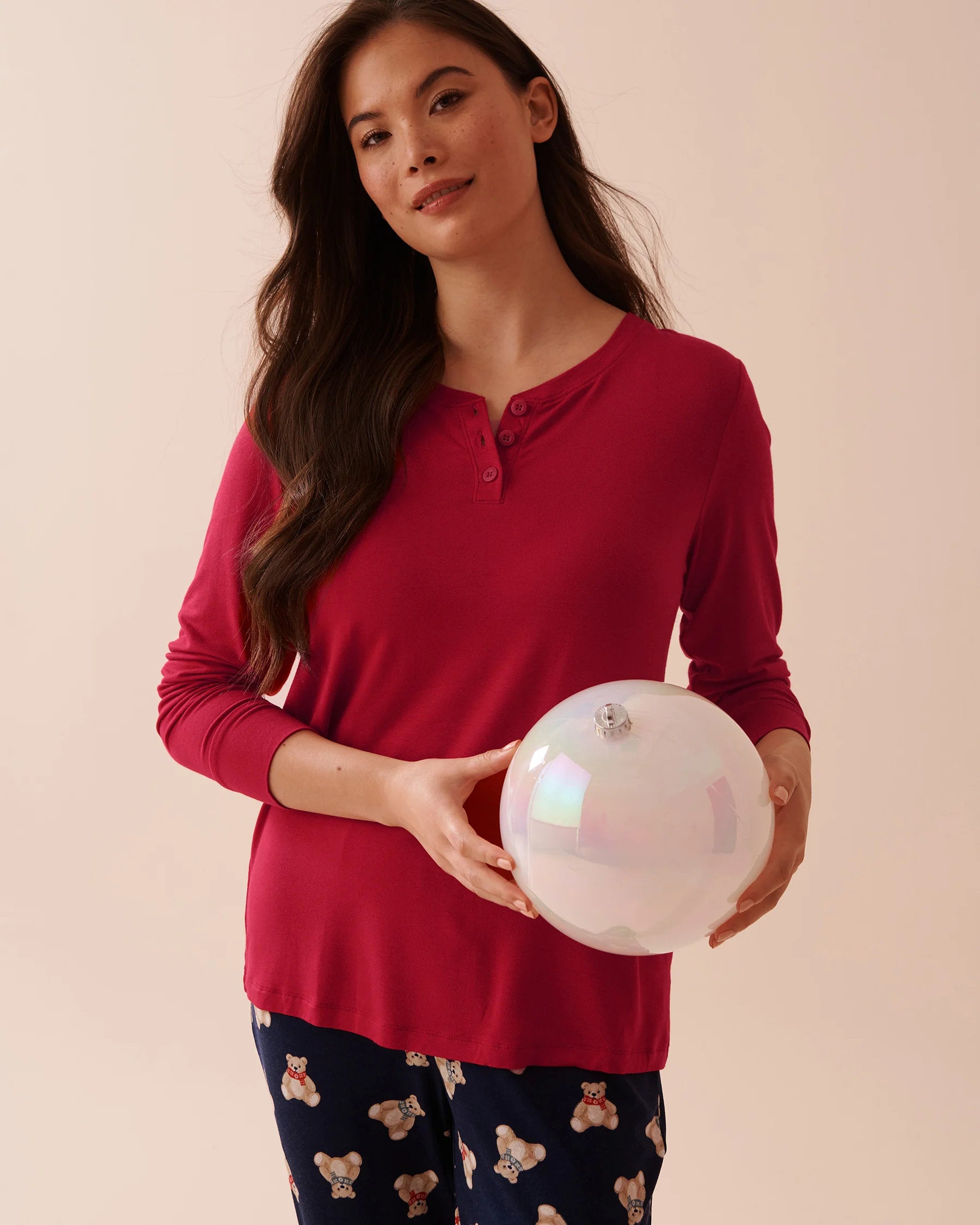 Teddy Bear Print Long Sleeve PJ Set_40400071_p40380_03