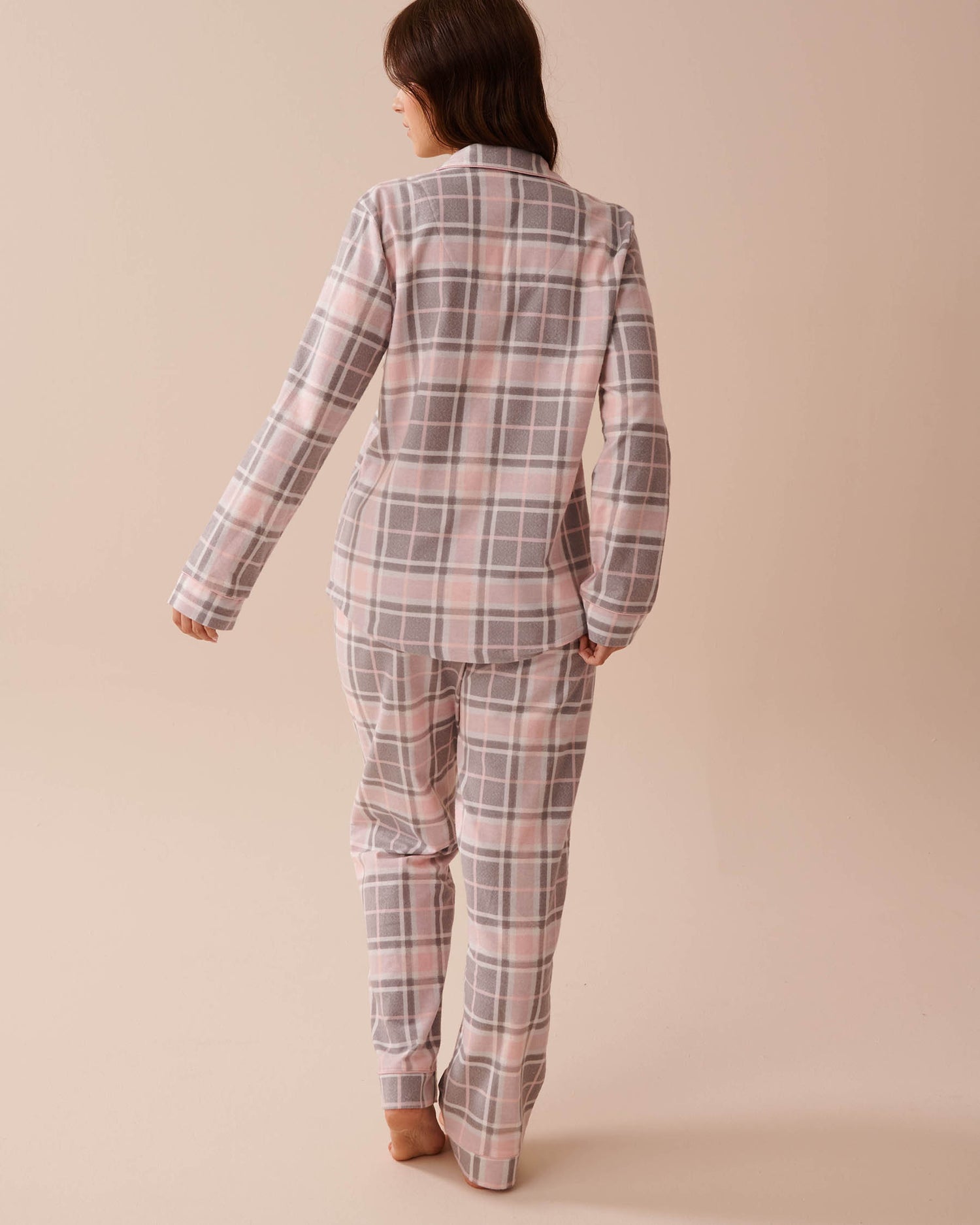 Teddy Bear Print Flannel PJ Set_40400073_P00382_02