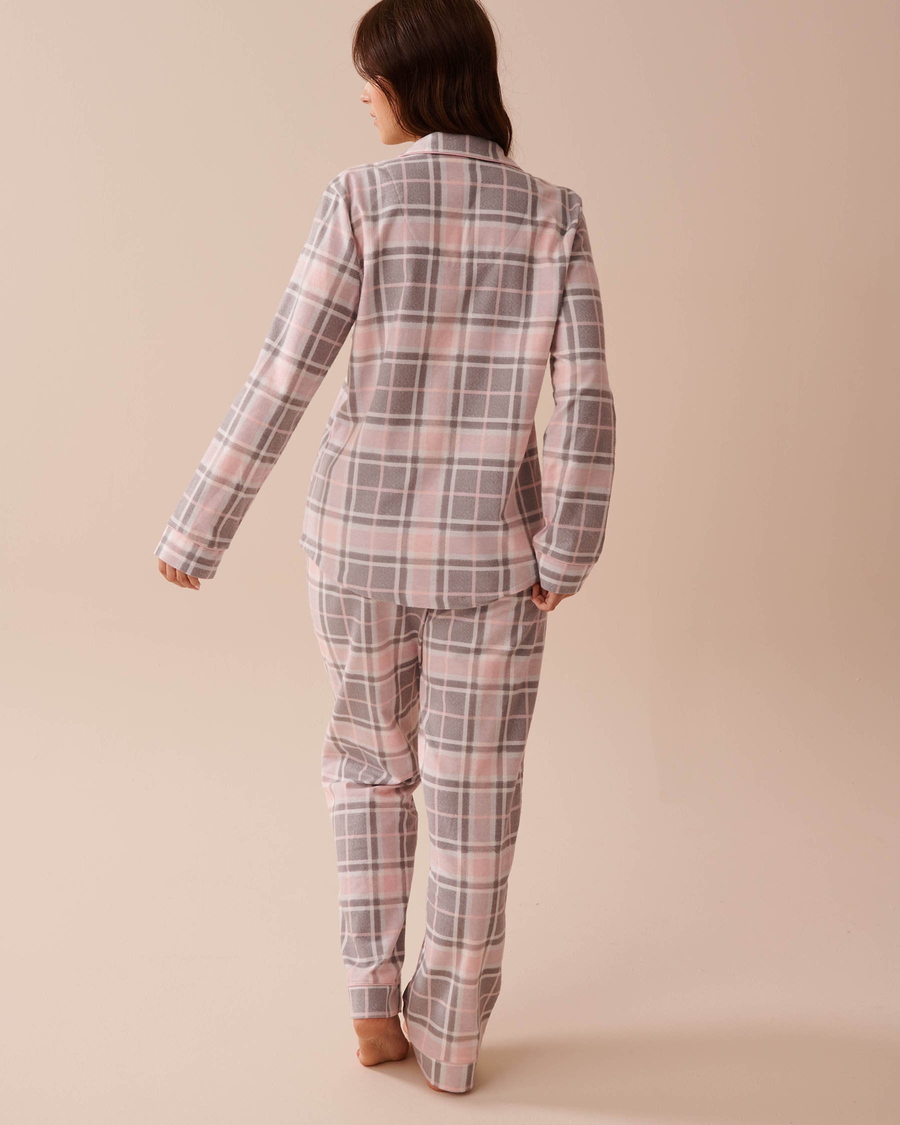 Teddy Bear Print Flannel PJ Set_40400073_P00382_02